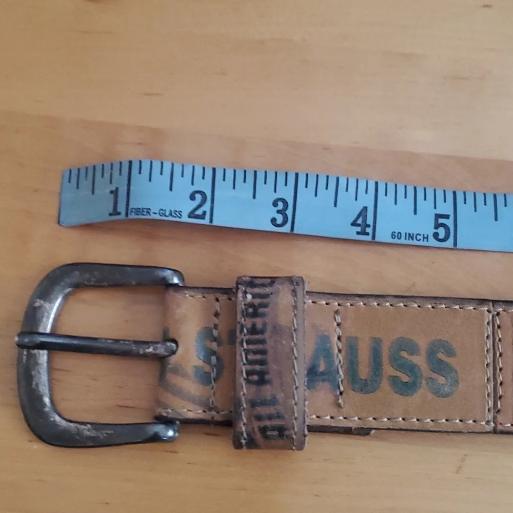 Levi's Brown Leather Belt with Red and Blue Panel Logos